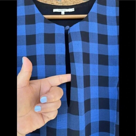 Tularosa Jenny Blue And Black Buffalo/gingham Plaid Wrap Mini Dress medium - Picture 9 of 15
